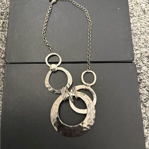 Silver Hammered Circle Necklace